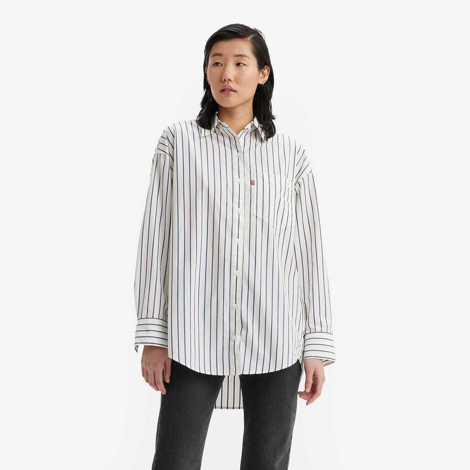 Camisa Levi's® Nola Listrada Azul Manga Longa