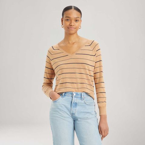 Blusa Levi's® Petal Gola V  Manga Longa Bege — Levi's