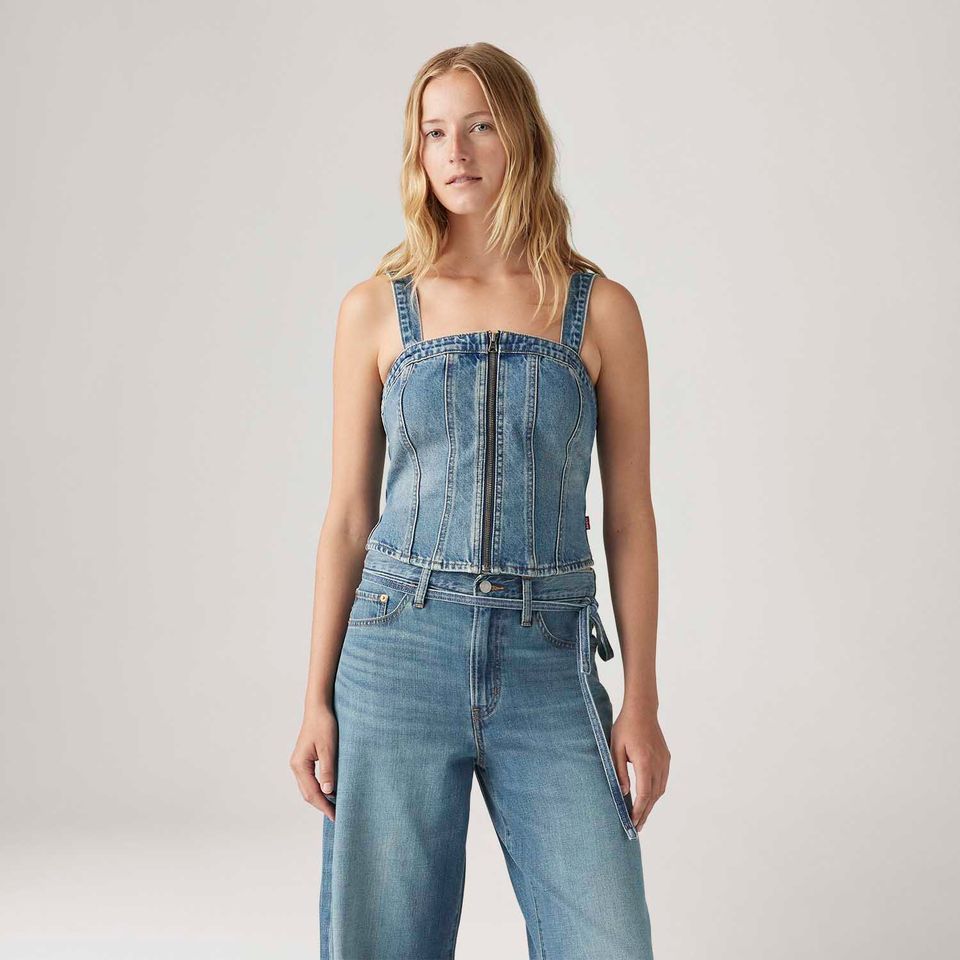 Regata Jeans Levi's® Sculpted Bustier Lavagem Média