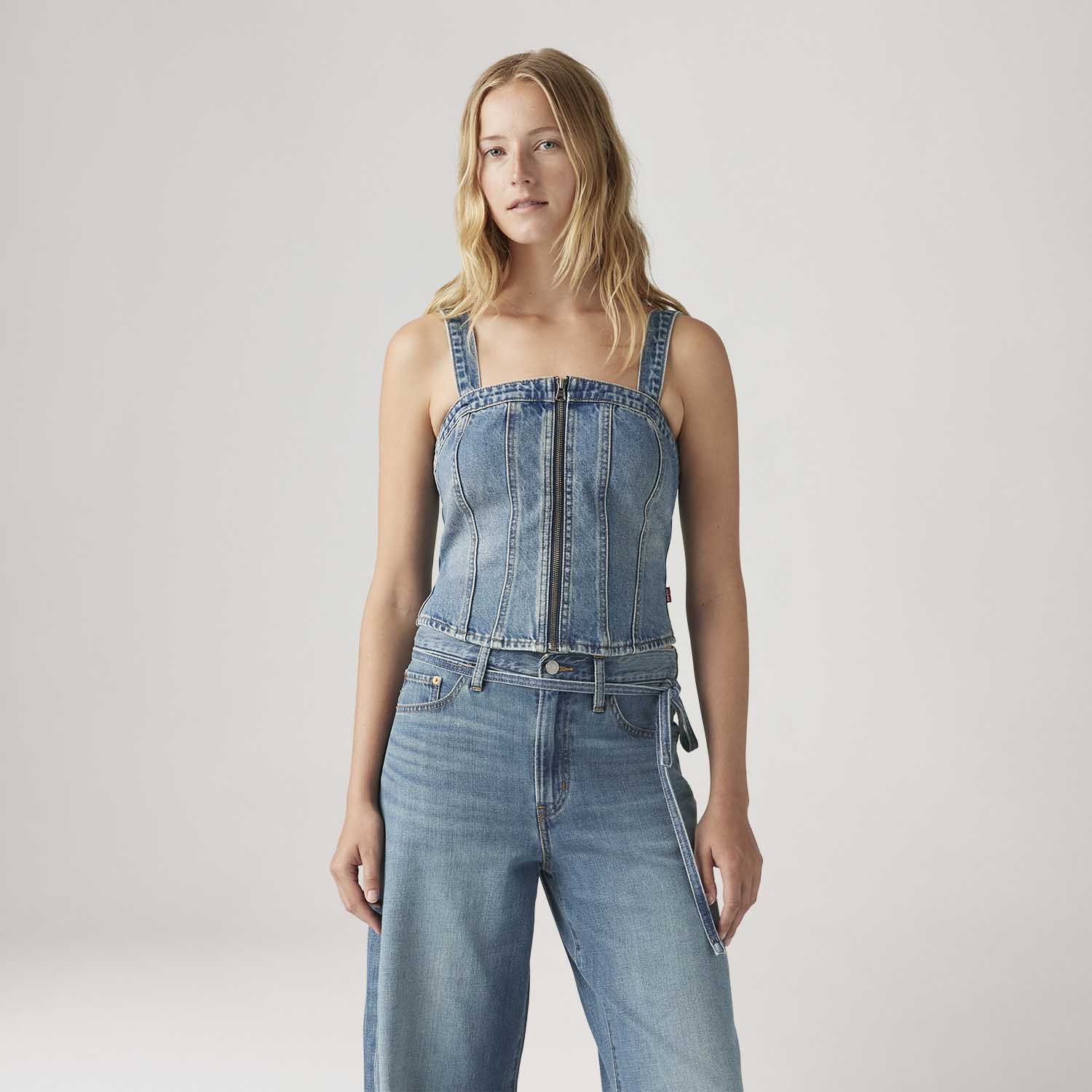 Regata Jeans Levi's® Sculpted Bustier Lavagem Média