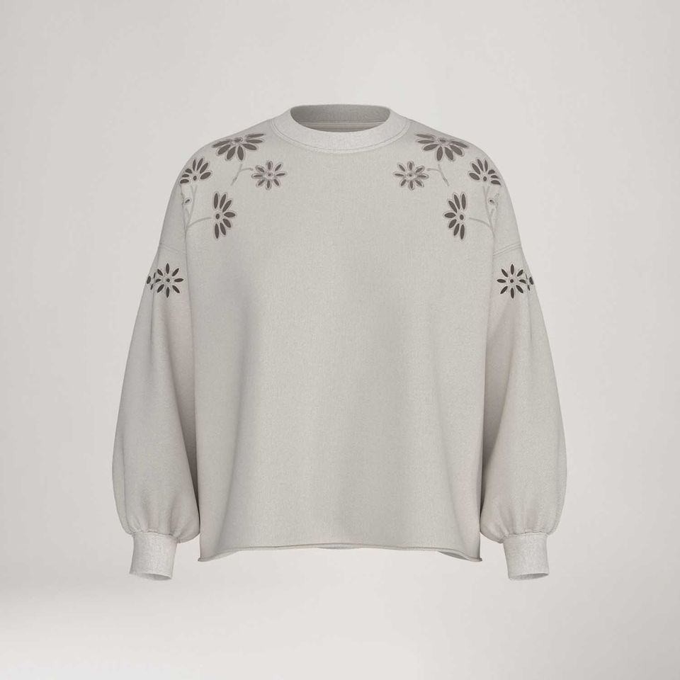 Moletom Levi's® Cut Crew Branco Manga Longa Cinza Claro