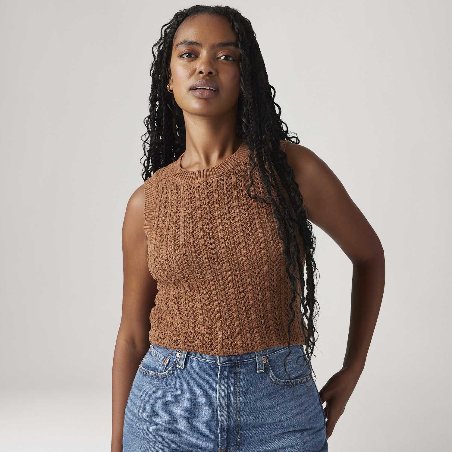 Colete Levi's® Sunrise Crochet Tank Marrom Regata