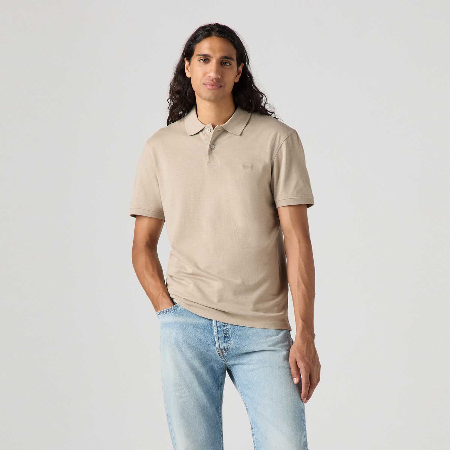 Camisa Polo Levi's® Slim Housemark Bege Manga Curta — Levi's