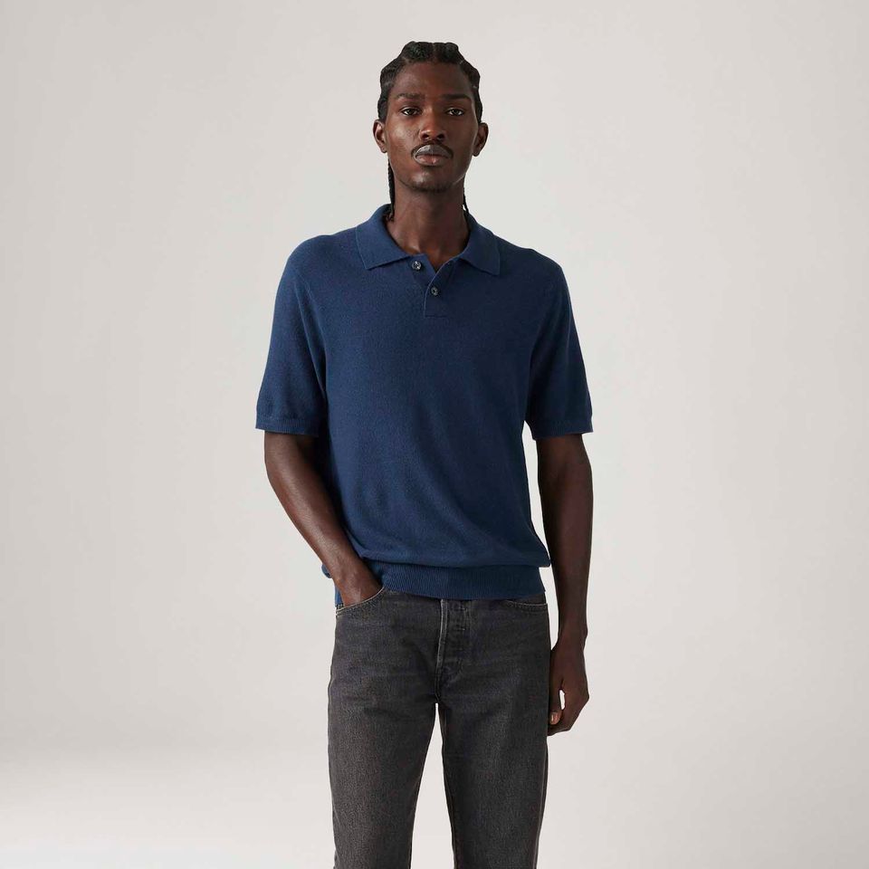 Camisa Polo Levi's® Sweater Knit Azul Marinho Manga Curta