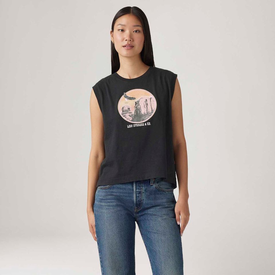 Blusa Levi's® Boxy Tank Preto Manga Curta