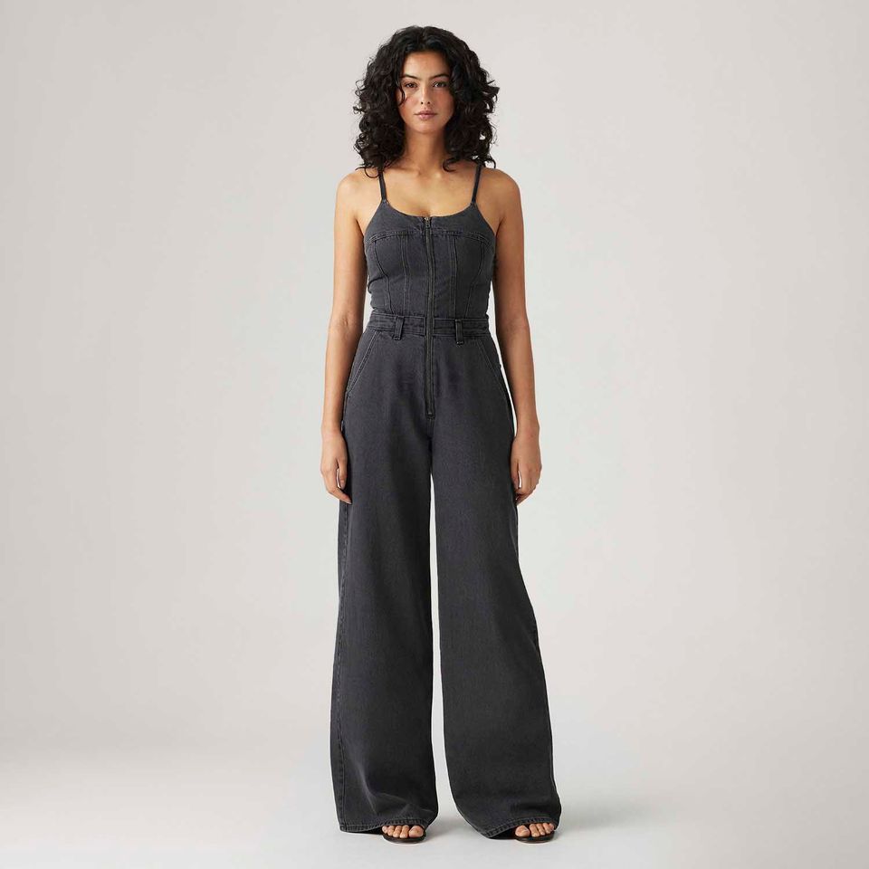 Macacão Jeans Levi's® Bustier Jumpsuit Preto