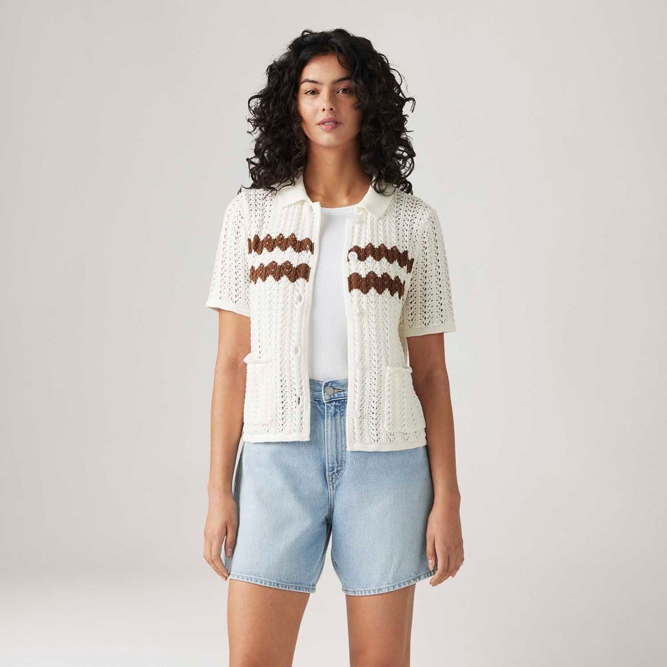 Camisa Levi's® Sunset Crochet Off White Manga Curta