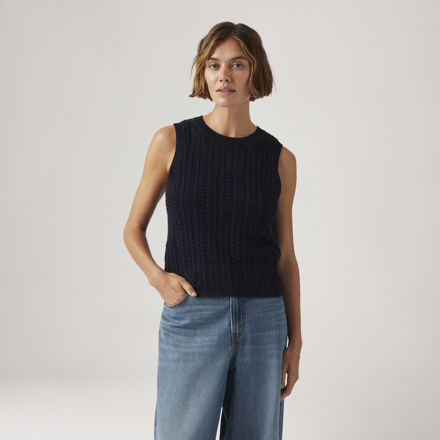 Colete Levi's® Sunrise Crochet Tank Preto Regata
