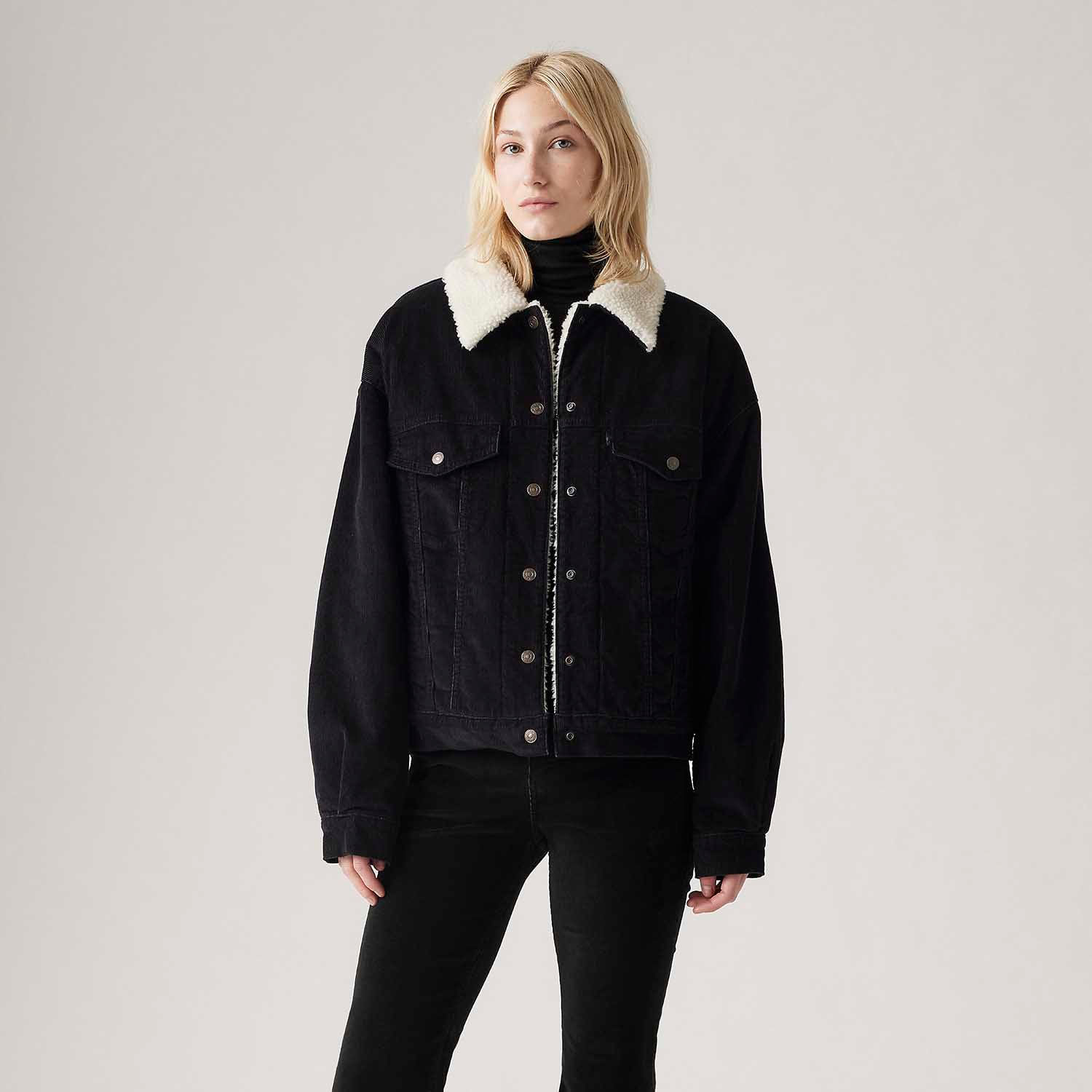 Jaqueta Jeans Levi's® 90's Sherpa Trucker Preta