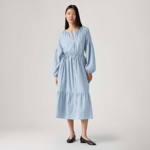 Vestido Jeans Levi's® Jolene Lavagem Média Manga Longa — Levi's