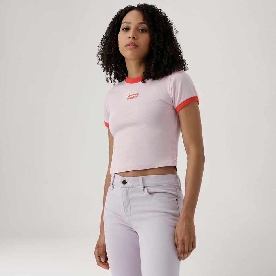 Camiseta Levi's® Graphic Mini Ranger Rosa Manga Curta