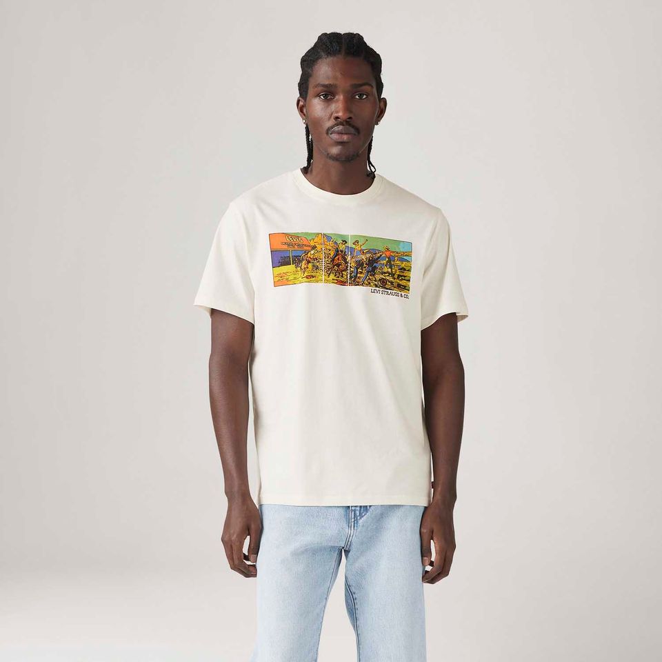 Camiseta Levi's® Relaxed Fit Off White Manga Curta