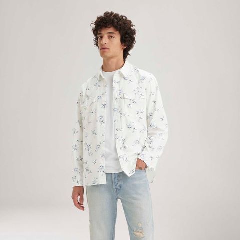 Camisa Levi's® Relaxed Fit Western Branca Estampada Manga Longa — Levi's