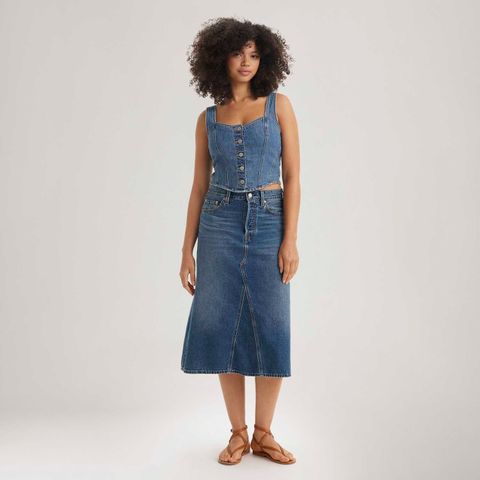 Saia Jeans Levi's® High Rise Aline Decon Lavagem Média — Levi's
