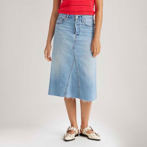 Saia Jeans Levi's® High Rise Aline Decon Lavagem Clara — Levi's