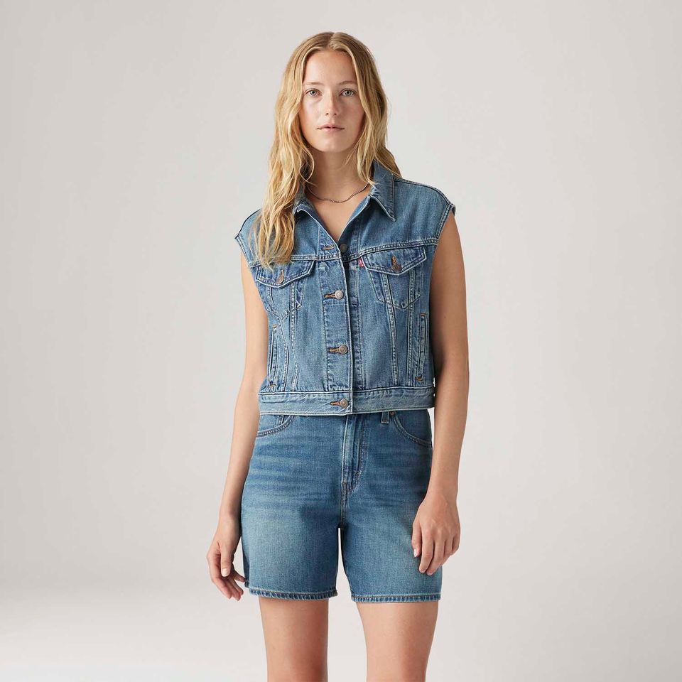 Colete Jeans Levi's® 90's Shrunken Lavagem Média