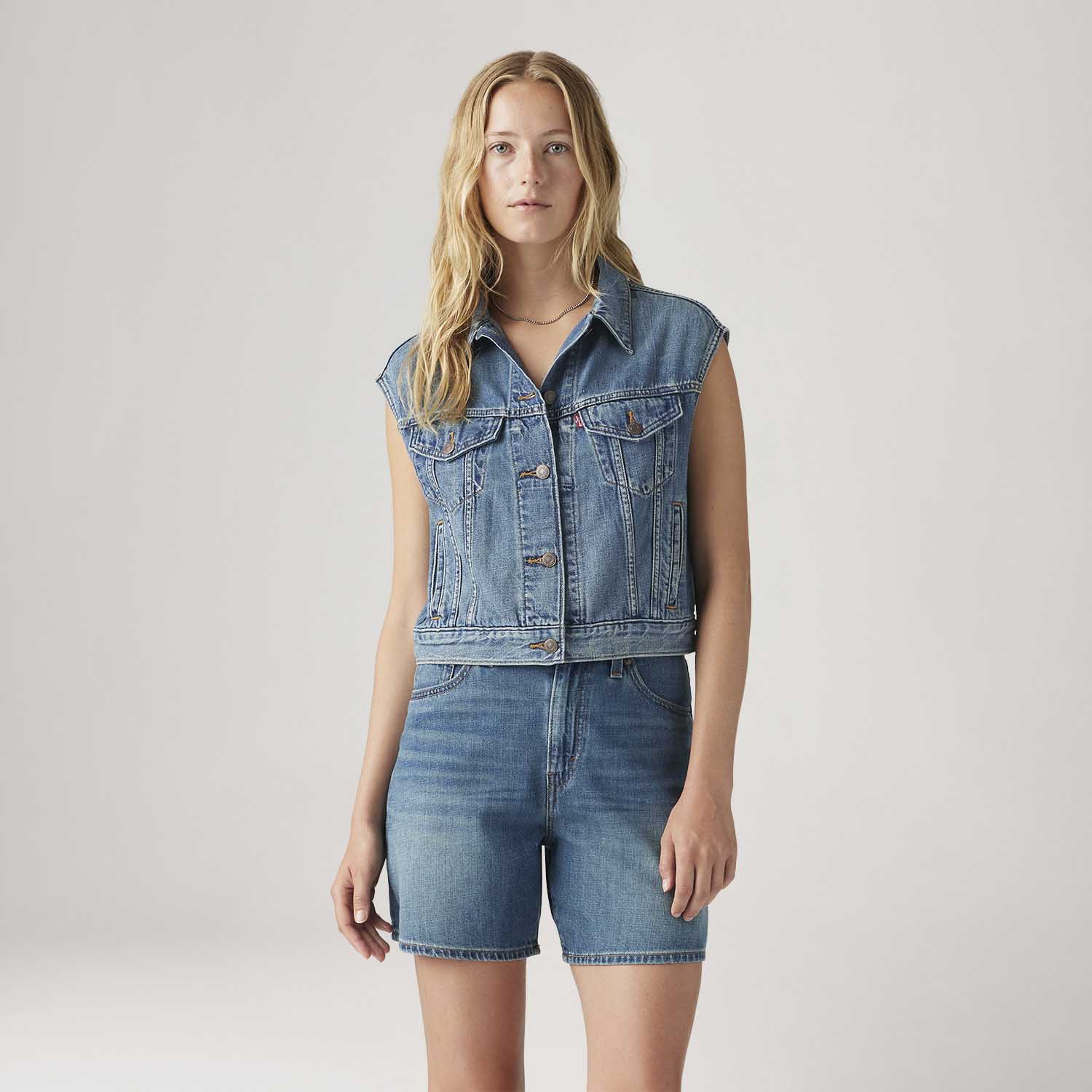 Colete Jeans Levi's® 90's Shrunken Lavagem Média