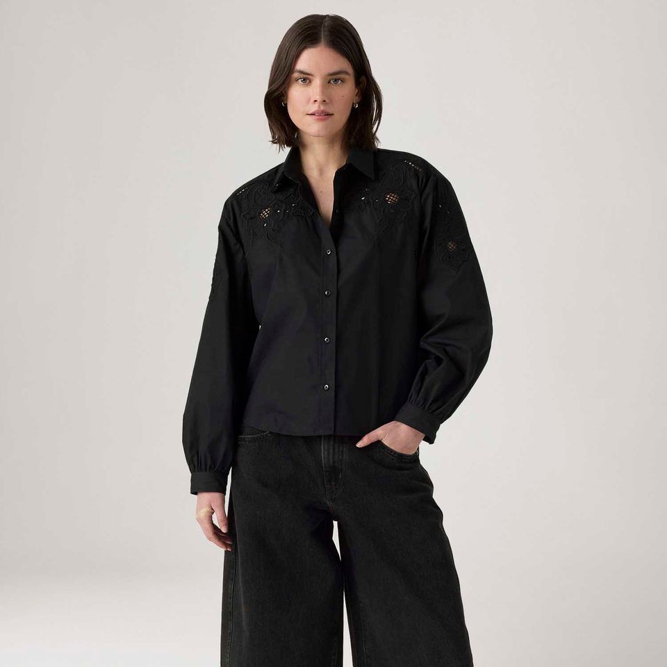 Blusa Levi's® Janie Holiday Manga Longa Preta