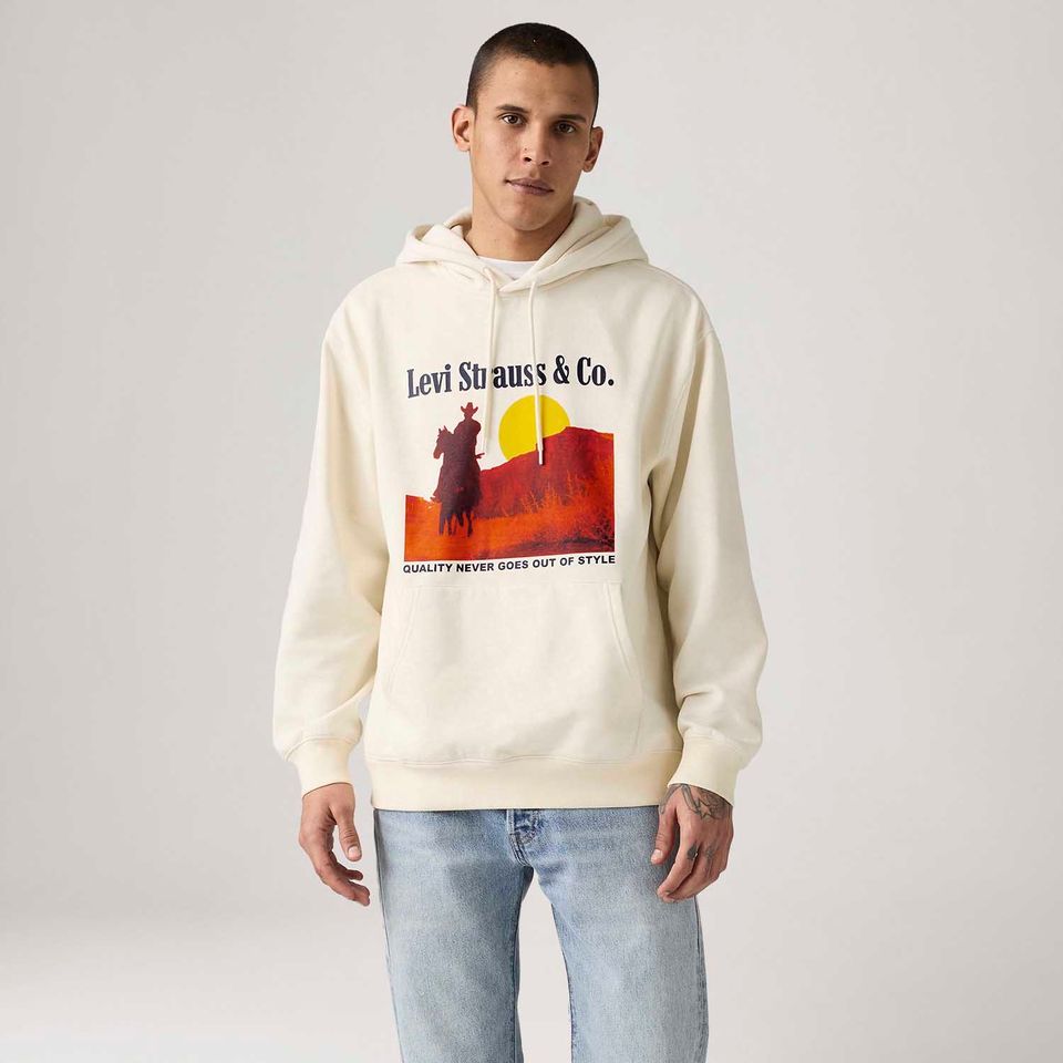Moletom Levi's® Relaxed Graphic com Capuz Bege