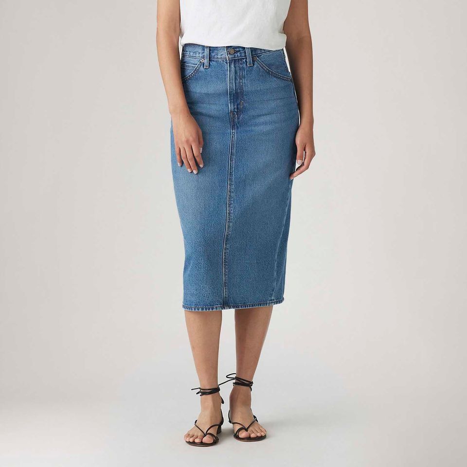 Saia Jeans Midi Levi's® Back Slit Lavagem Escura