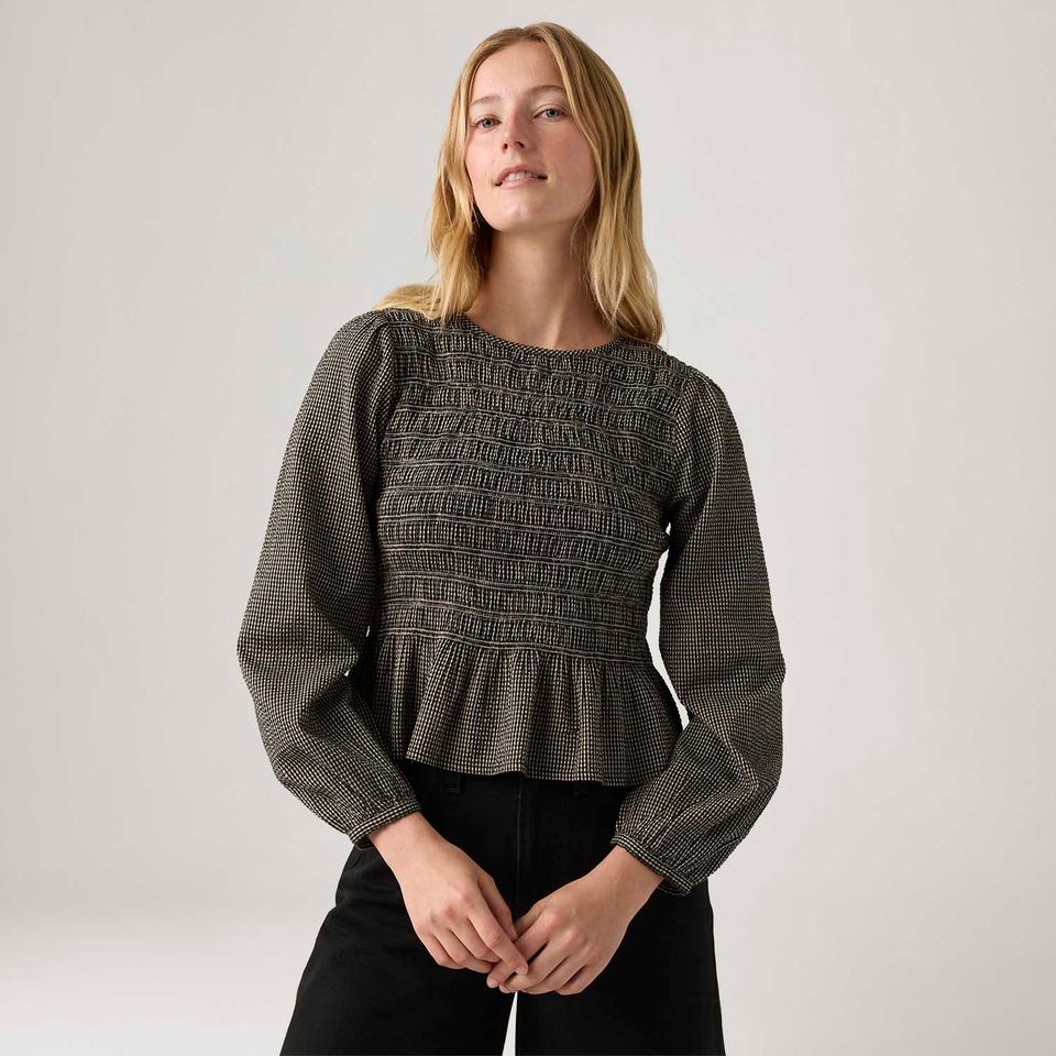 Blusa Levi's® Fleur Smocked Marrom Manga Longa