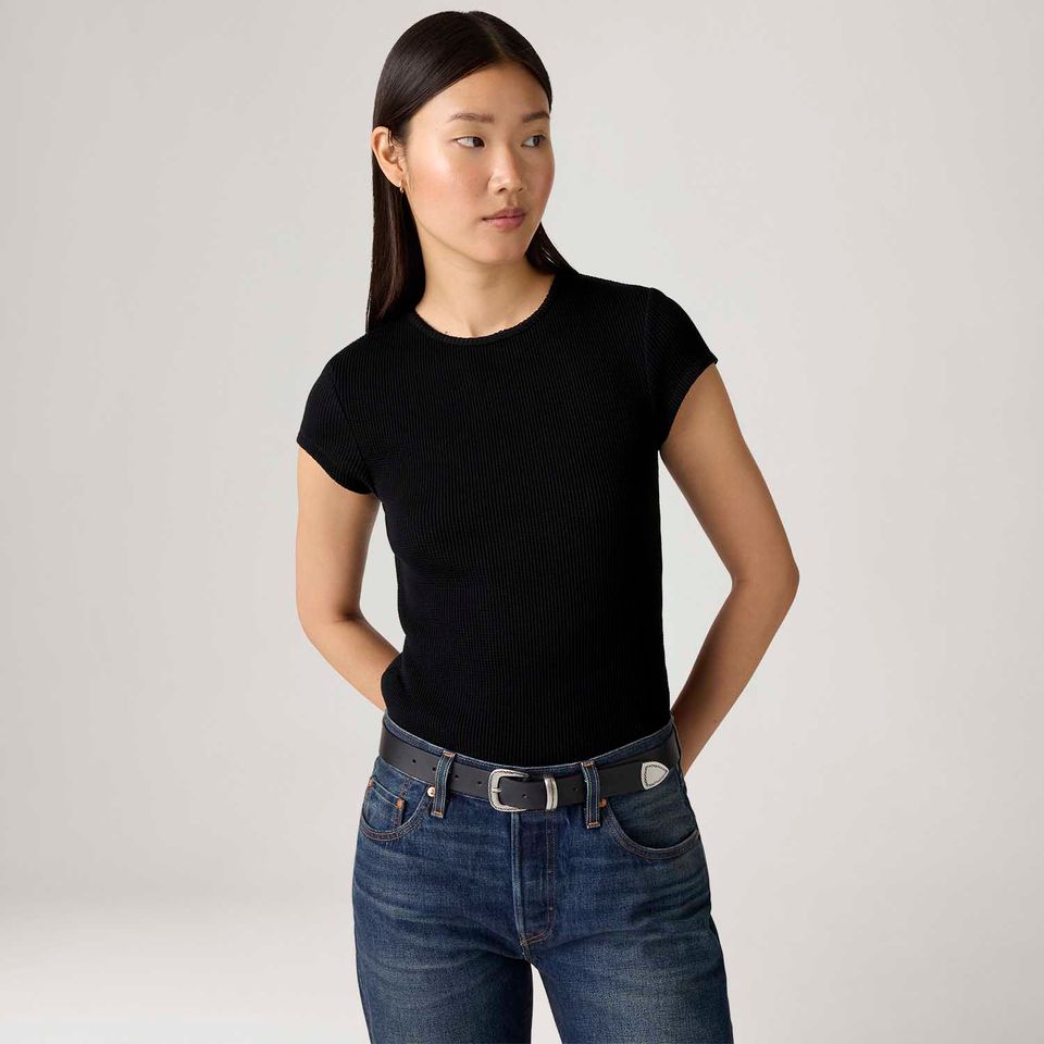 Camiseta Levi's® Dry Goods Waffle Preta Manga Curta