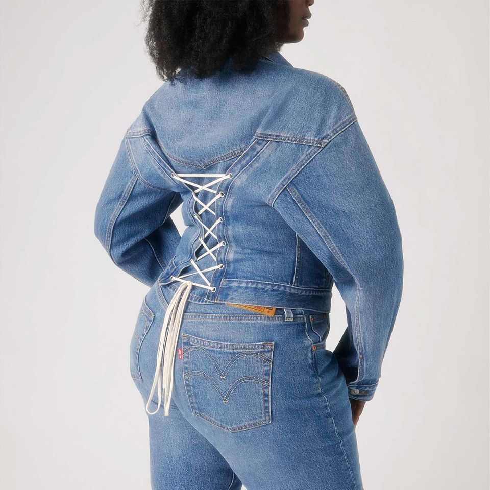 Jaqueta Jeans Levi's® Trucker Blue Lace Up Lavagem Clara