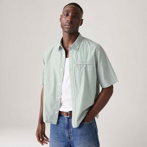 Camisa Levi's® Zandt Cropped Verde Manga Curta — Levi's
