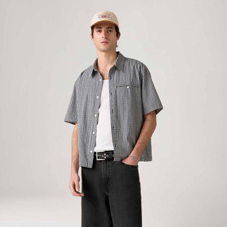 Camisa Levi's® Zandt Cropped Azul Manga Curta