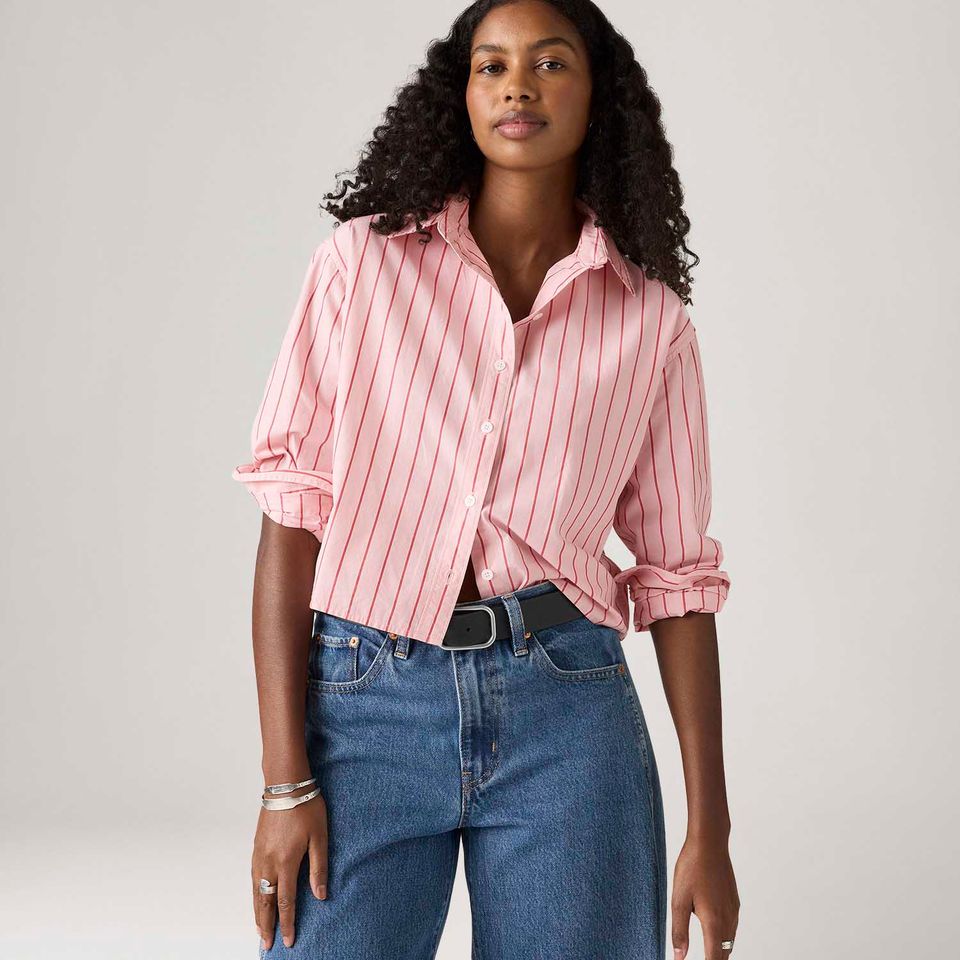 Camisa Levi's® Cropped Harlie Rosa Manga Longa