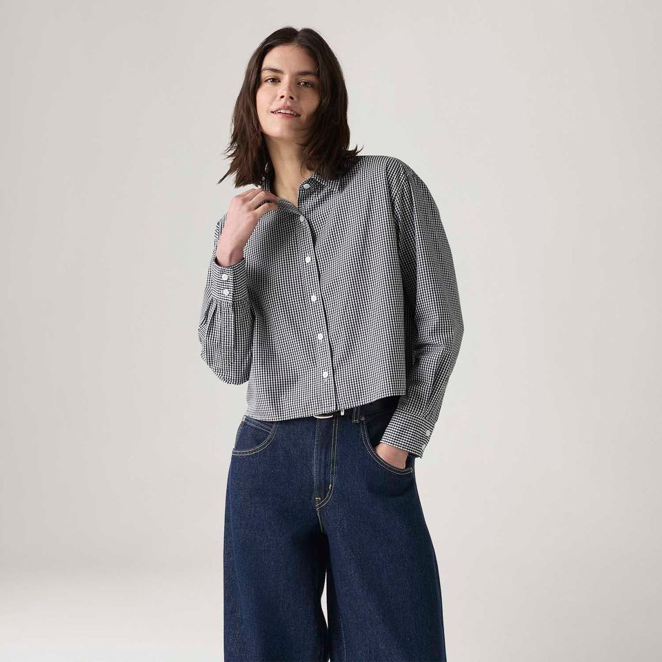 Camisa Levi's® Cropped Harlie Azul Manga Longa
