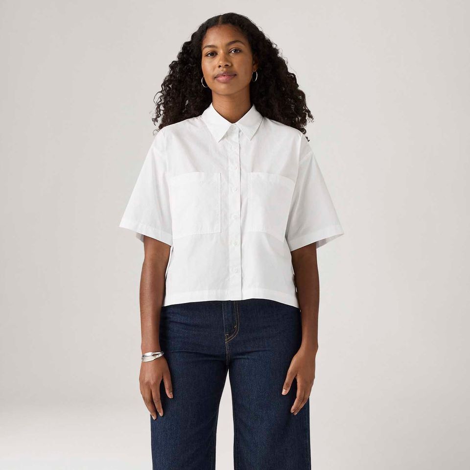 Camisa Levi's® Harlie Cropped Branca Manga Curta