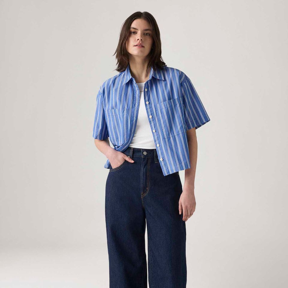 Camisa Levi's® Harlie Cropped Azul Manga Curta
