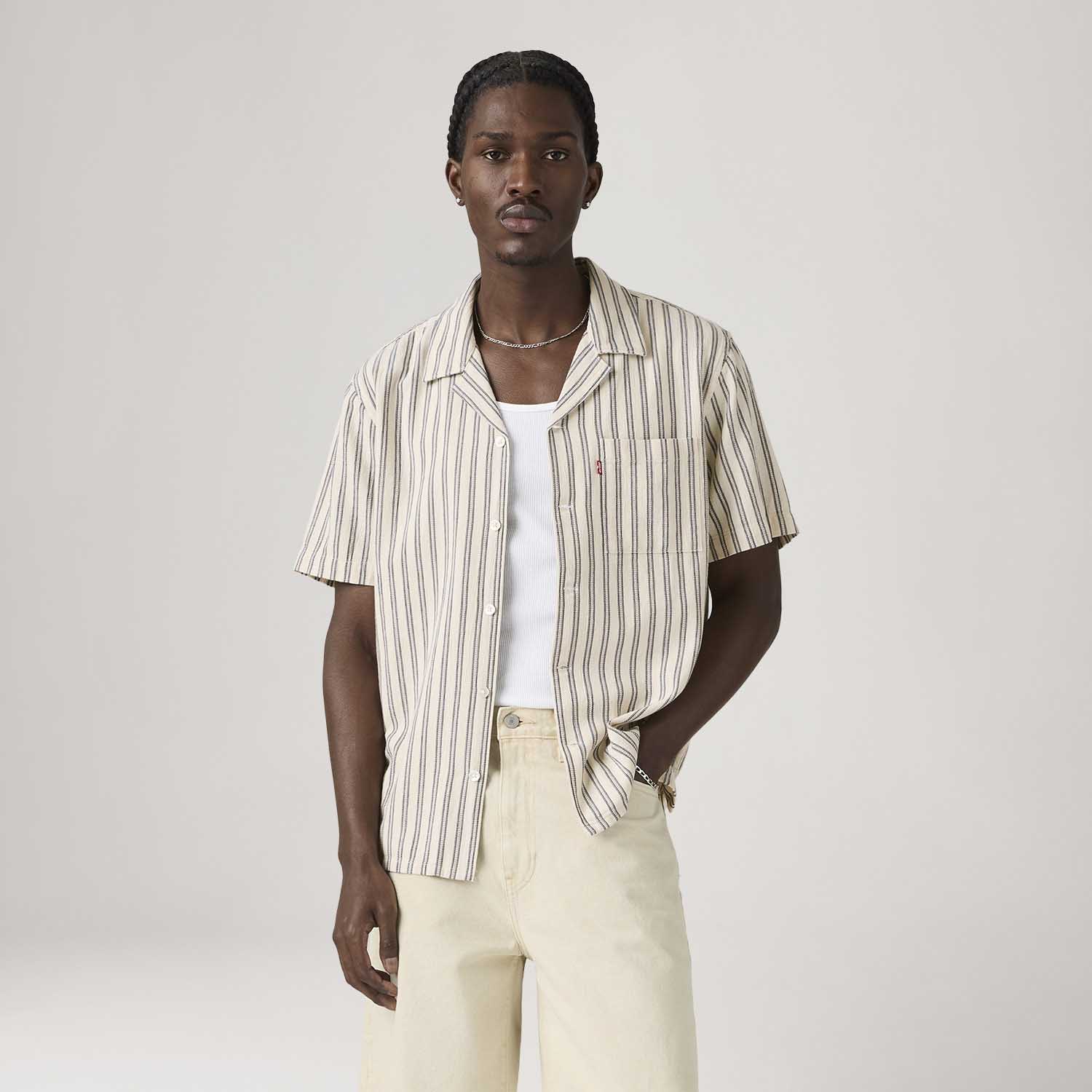 Camisa Levi's® Sunset Standard Camp Bege Manga Curta — Levi's