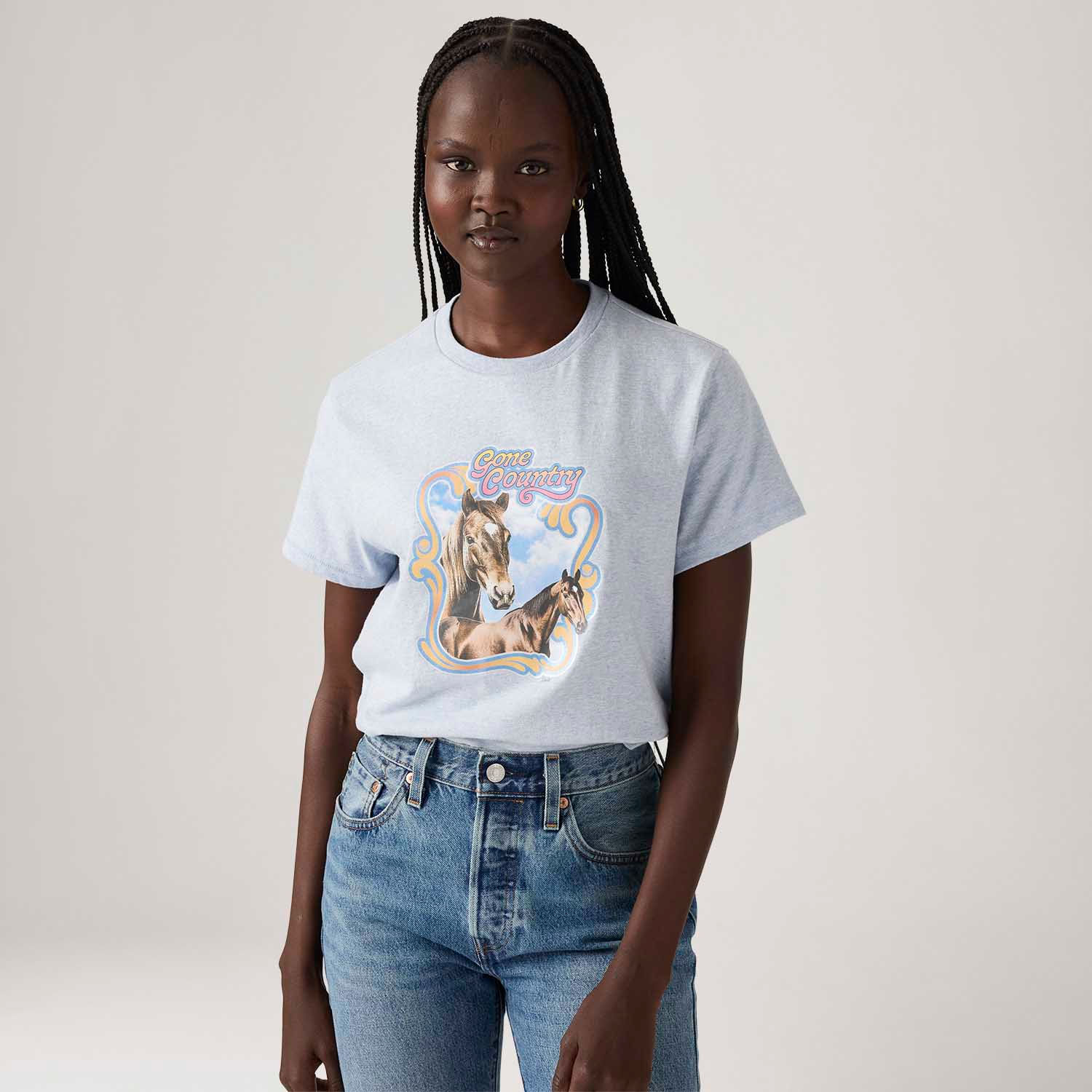 Camiseta Levi's® Graphic Classic Azul Claro Manga Curta — Levi's