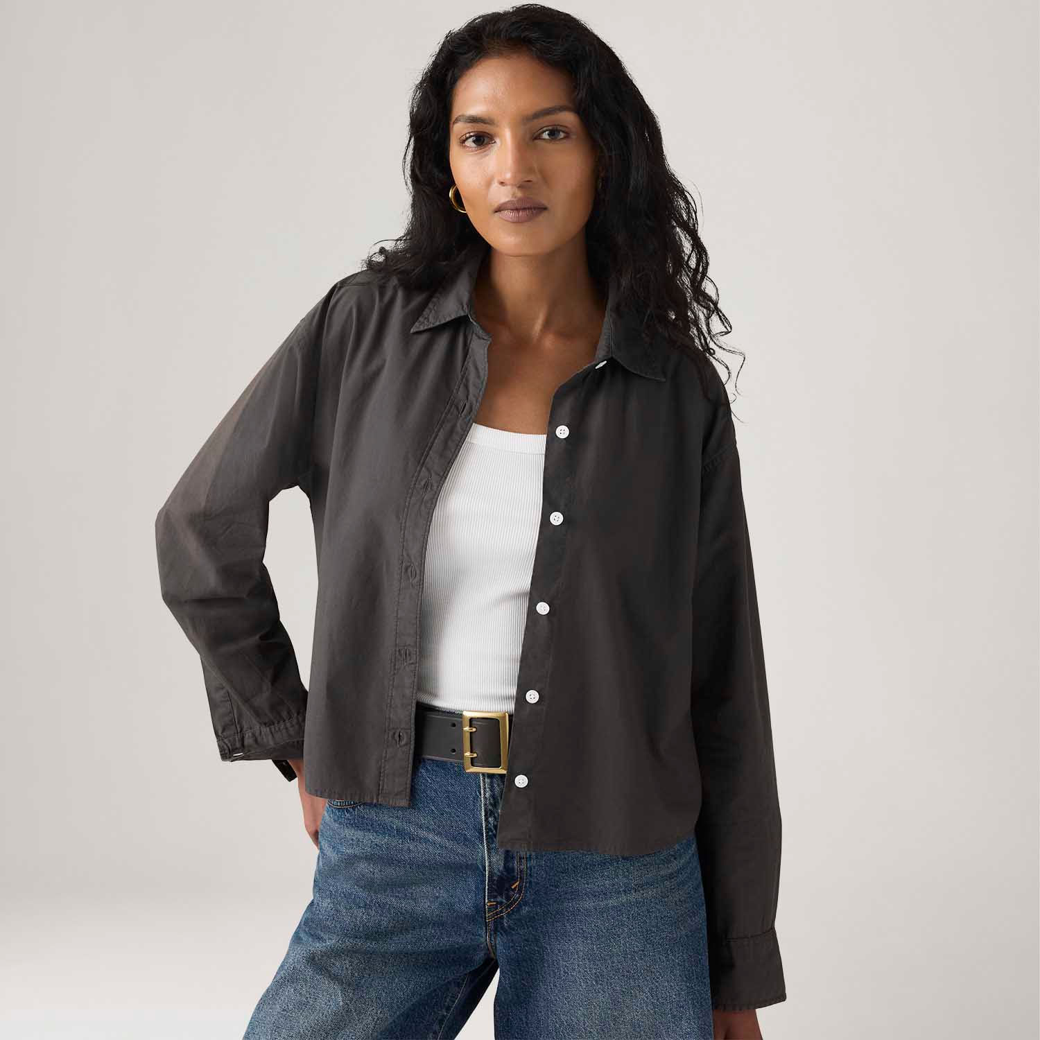 Camisa Levi's® Cropped Harlie Preta Manga Longa — Levi's