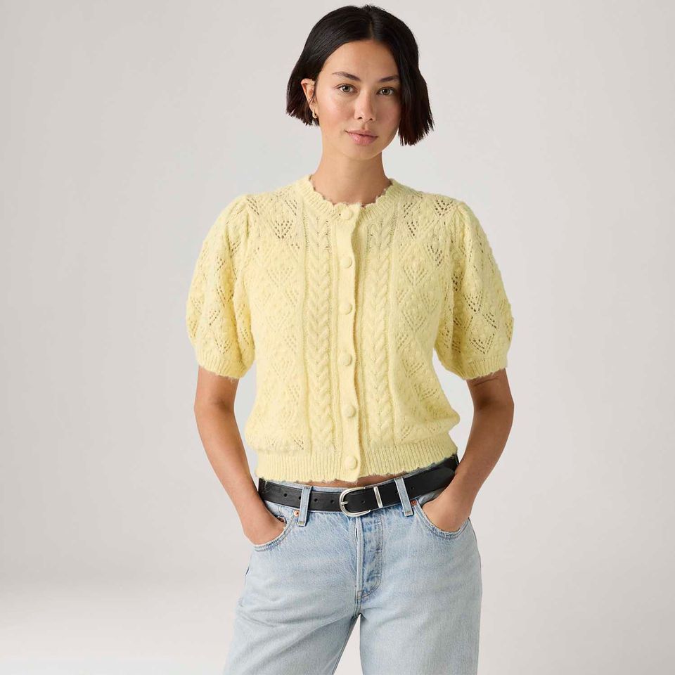 Cardigã Levi's® Pauline Tricot Amarelo Manga Curta