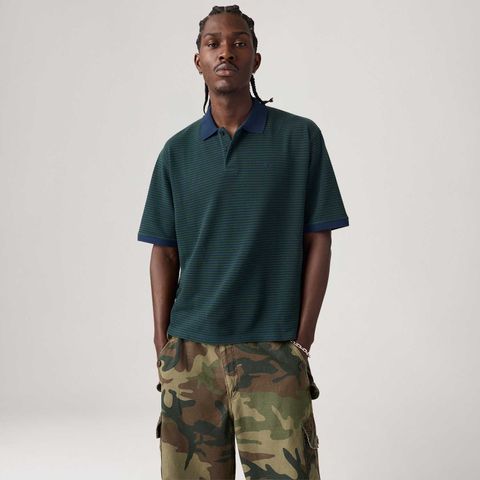 Polo Levi's® Finn Boxy Verde Manga Curta — Levi's