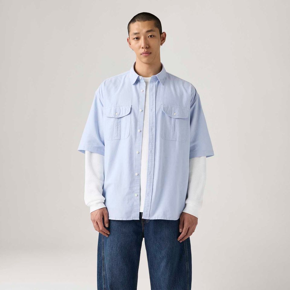 Camisa Levi's® Pacifica Loose Azul Manga Curta