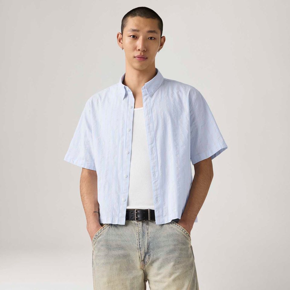 Camisa Levi's® Lama Boxy Azul Clara Manga Curta