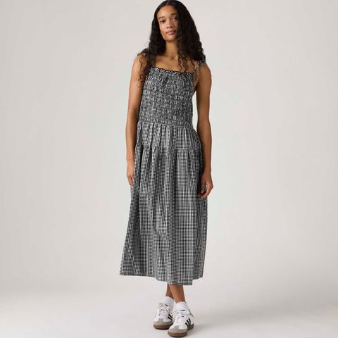 Vestido Levi's® Monaco Sundress Midi Xadrez Preto — Levi's