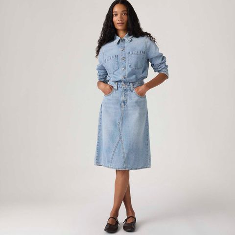 Vestido Jeans Levi's® A Line Western Lavagem Clara — Levi's