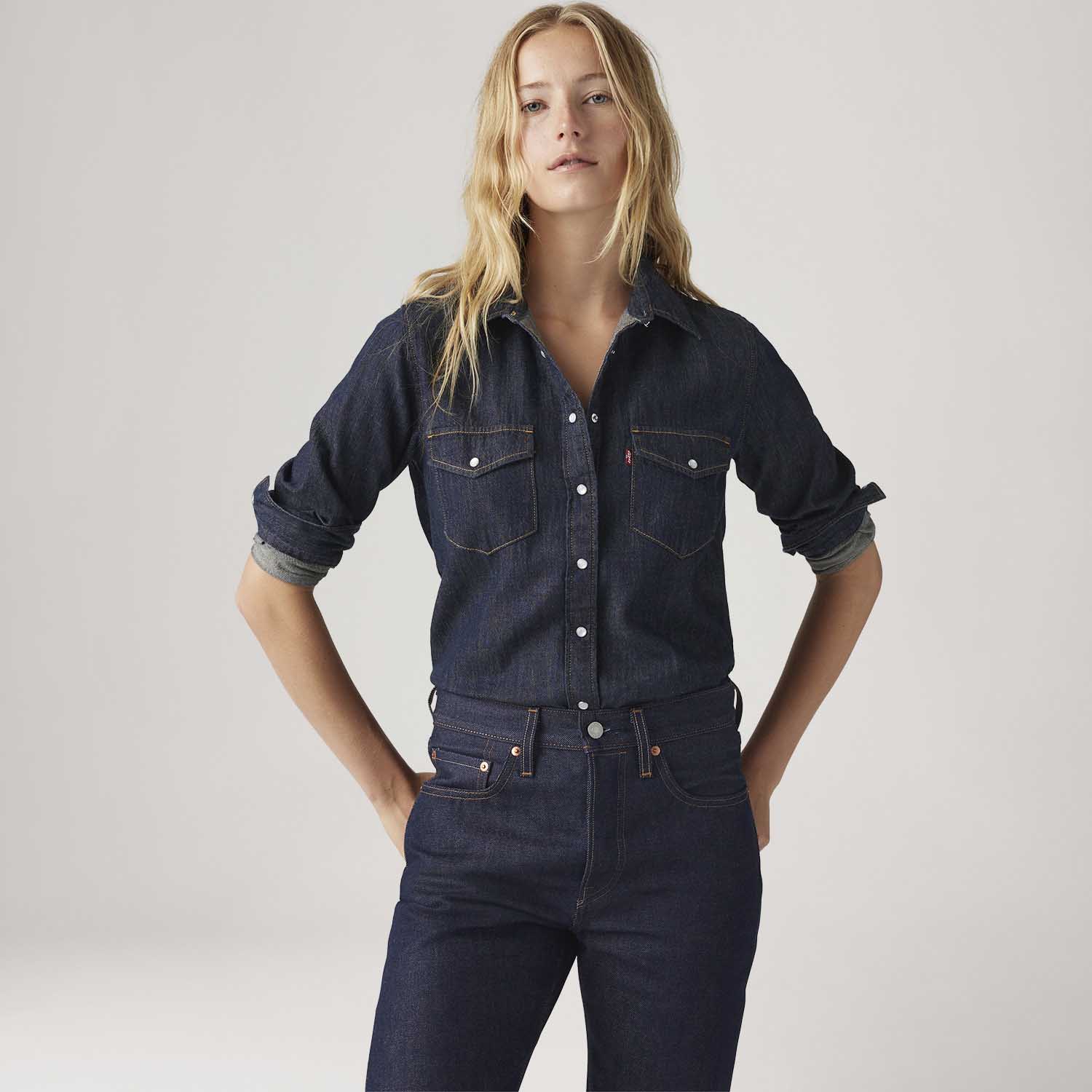 Camisa Jeans Levi's® Iconic Western Lavagem Escura