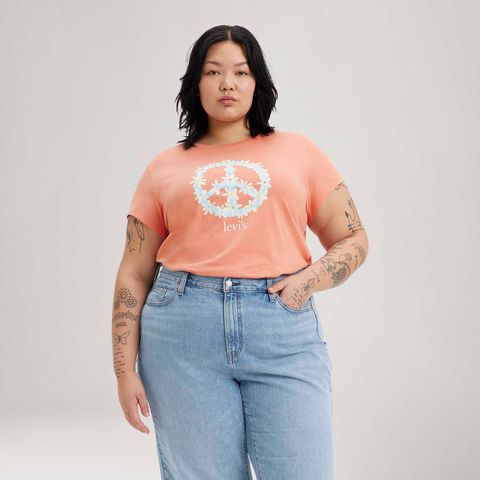 Camiseta Levi's® Graphic Authentic Plus Size Manga Curta Coral — Levi's