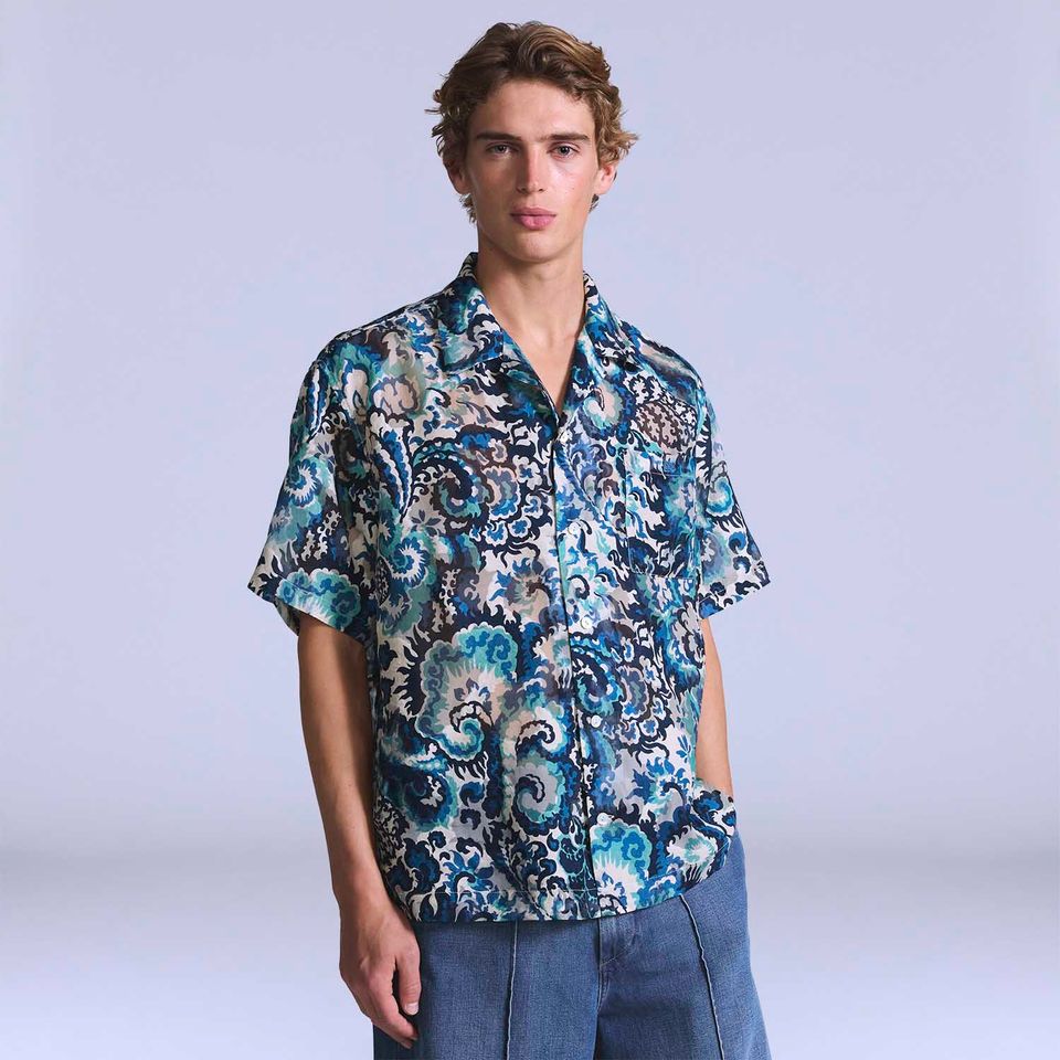 Camisa Levi's® Blue Tab Camp Shirt Azul Manga Curta