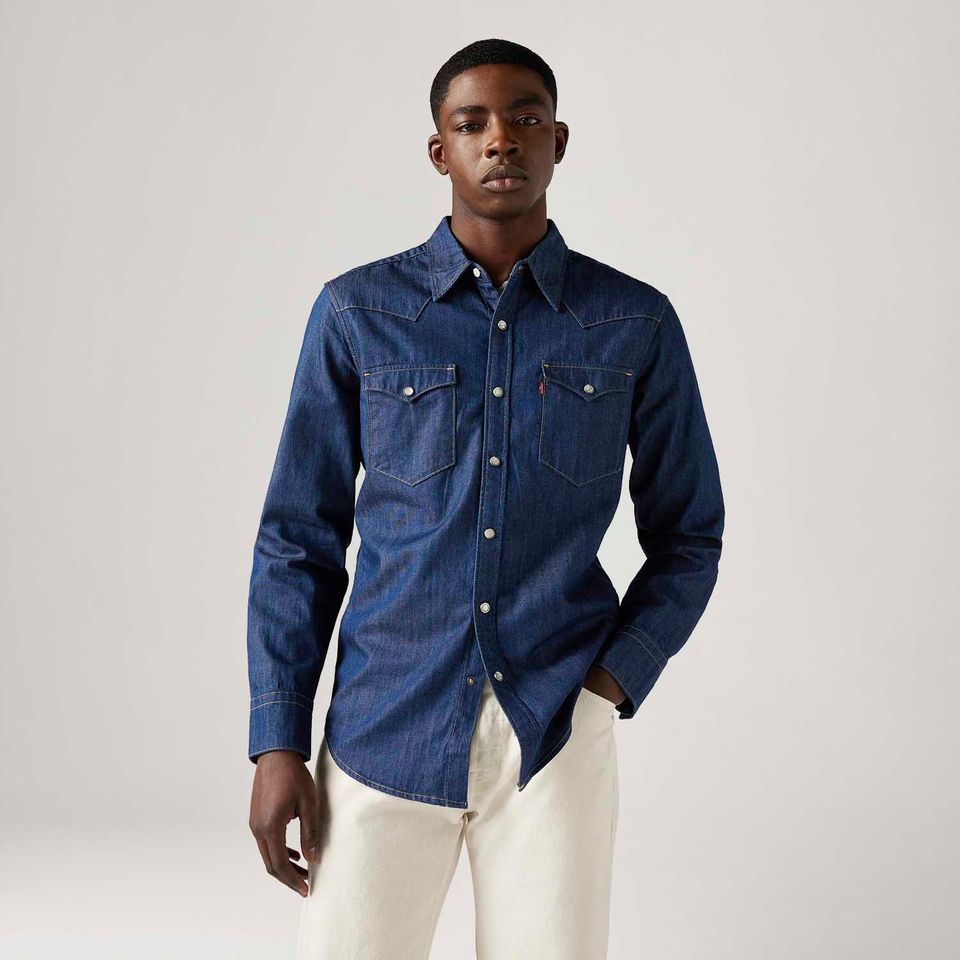 Camisa Jeans Levi's® Western Barstow Standard Lavagem Escura