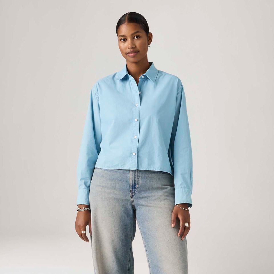 Camisa Levi's® Cropped Harlie Azul Manga Longa