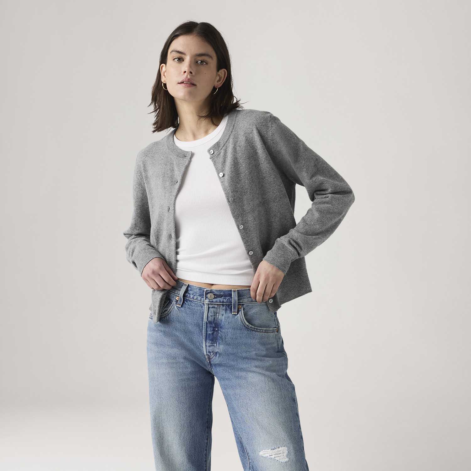 Cardigã Levi's® Tara Crewneck Cinza
