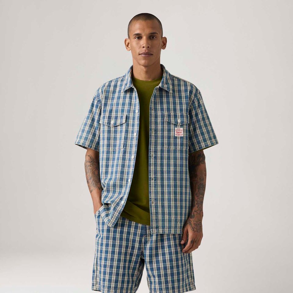 Camisa Levi's® Worker Azul Manga Curta