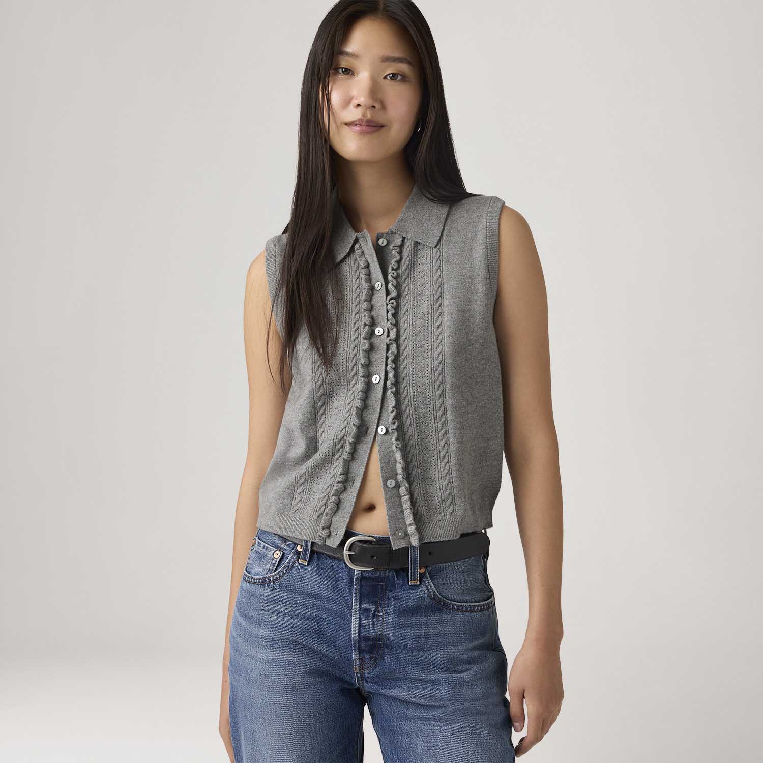 Colete Levi's® Super Soft Ruffle Cinza — Levi's